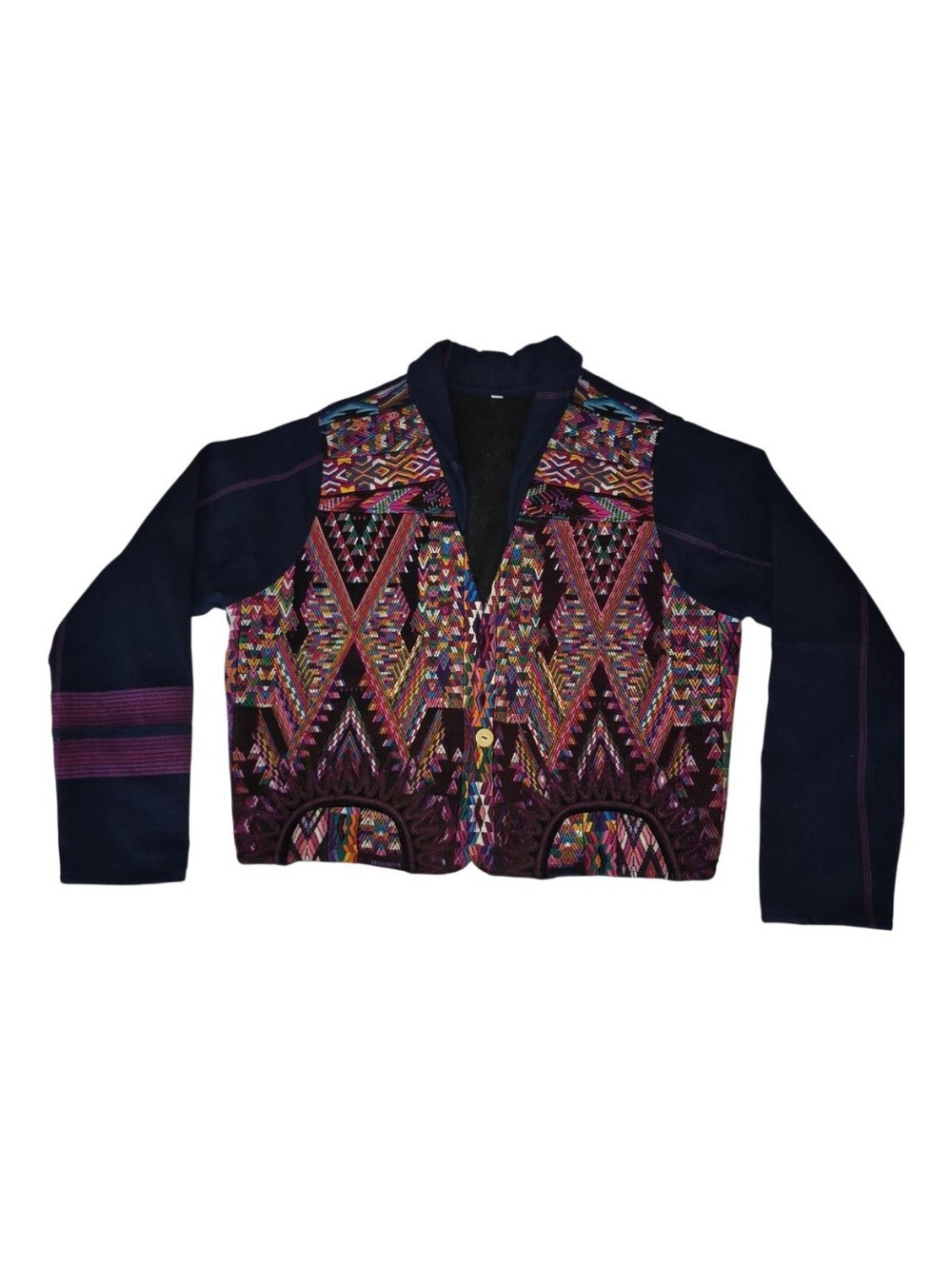 Embroidered Boho Jacket Unique One of a Kind Guatemalan Handwoven Art - Picture 2 of 8